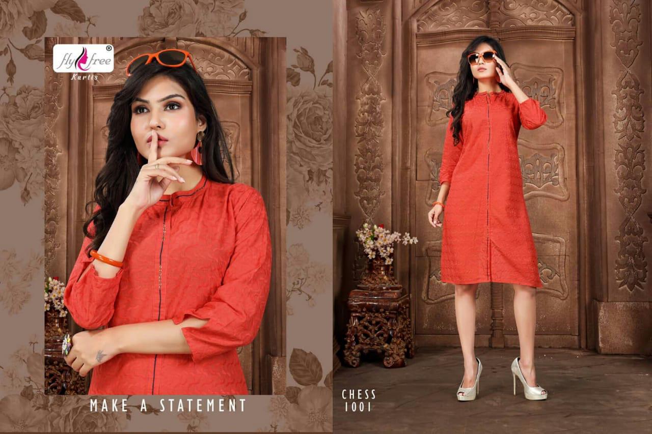 Fly Free Presents  Chess  Casual Wear Short Kurti Collection