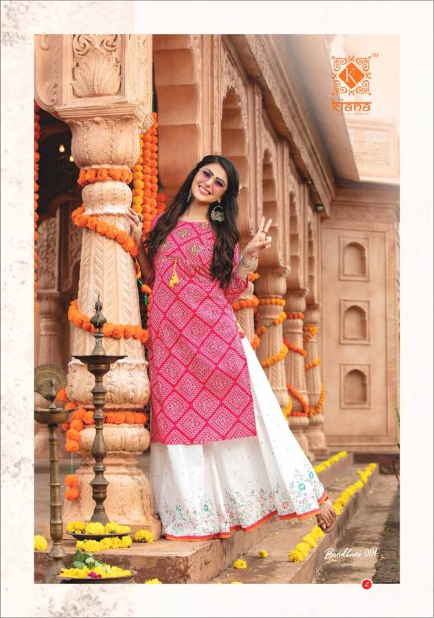 Kiana Presents Bandhani Stylish Kurti With Bottom Festival Collection