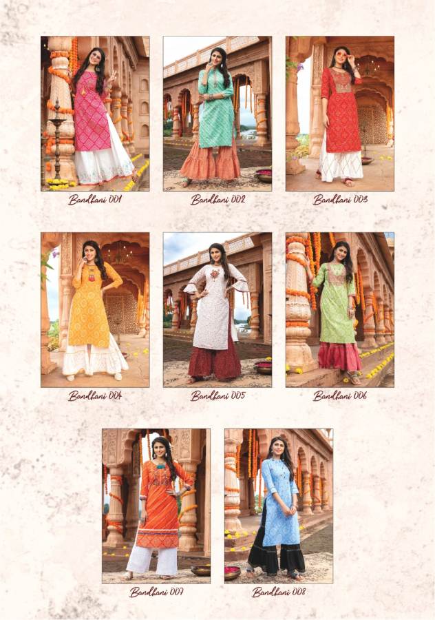 Kiana Presents Bandhani Stylish Kurti With Bottom Festival Collection