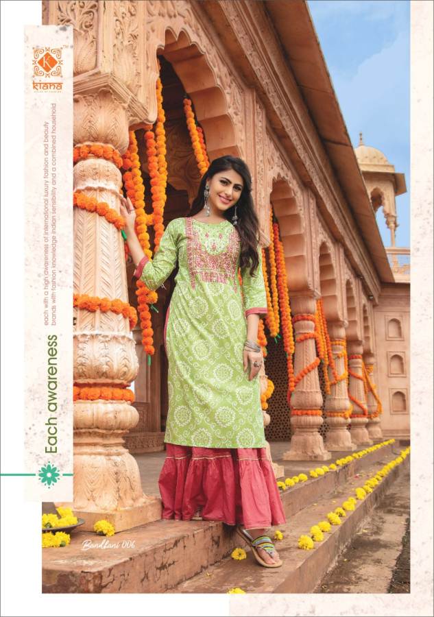 Kiana Presents Bandhani Stylish Kurti With Bottom Festival Collection