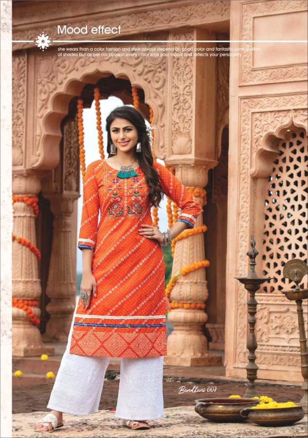 Kiana Presents Bandhani Stylish Kurti With Bottom Festival Collection