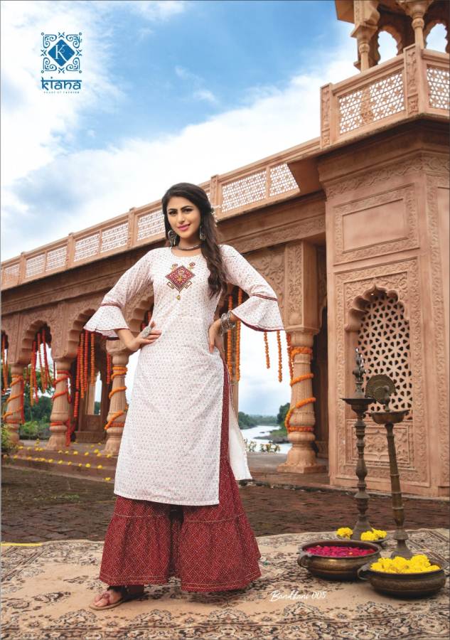 Kiana Presents Bandhani Stylish Kurti With Bottom Festival Collection