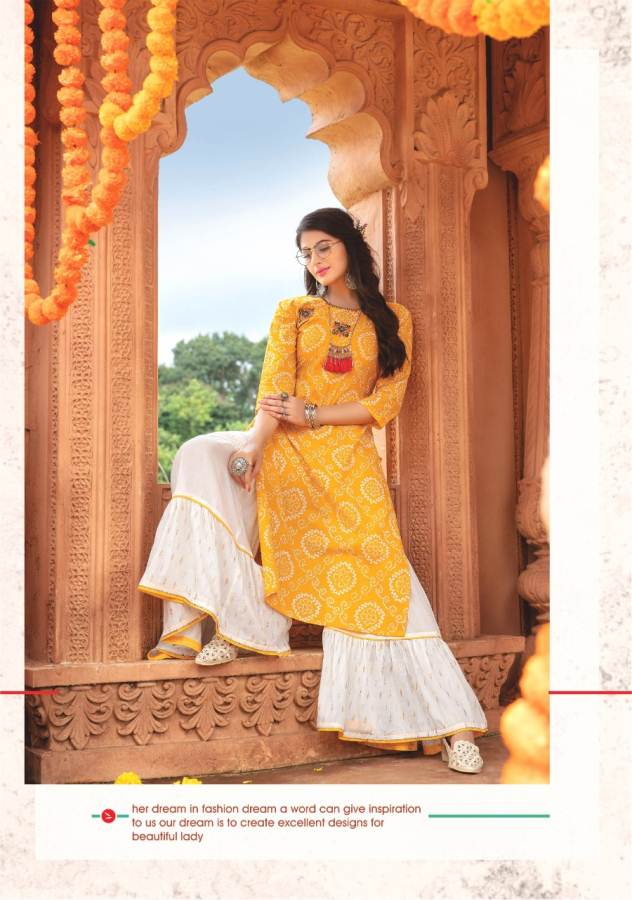 Kiana Presents Bandhani Stylish Kurti With Bottom Festival Collection