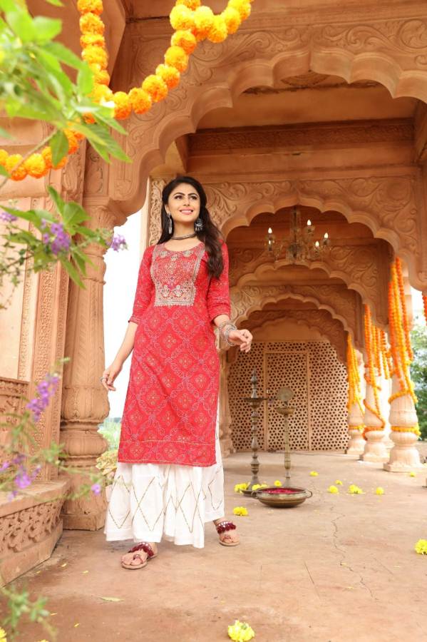 Kiana Presents Bandhani Stylish Kurti With Bottom Festival Collection