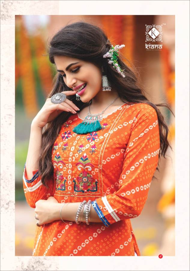 Kiana Presents Bandhani Stylish Kurti With Bottom Festival Collection