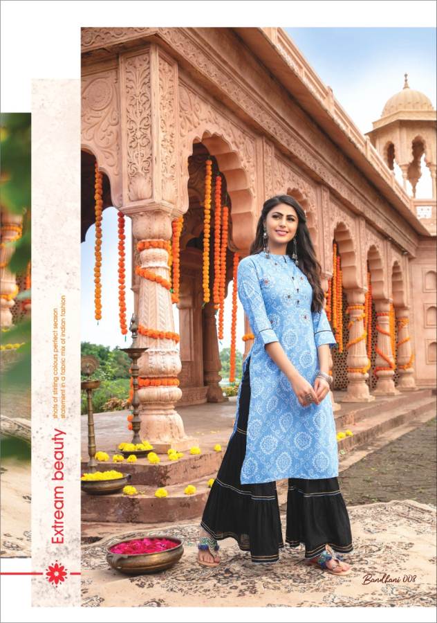 Kiana Presents Bandhani Stylish Kurti With Bottom Festival Collection