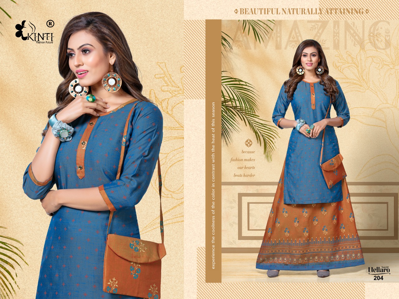 Kinti Presnts Hellaro Vol 2 Designer Kurti With Skirt