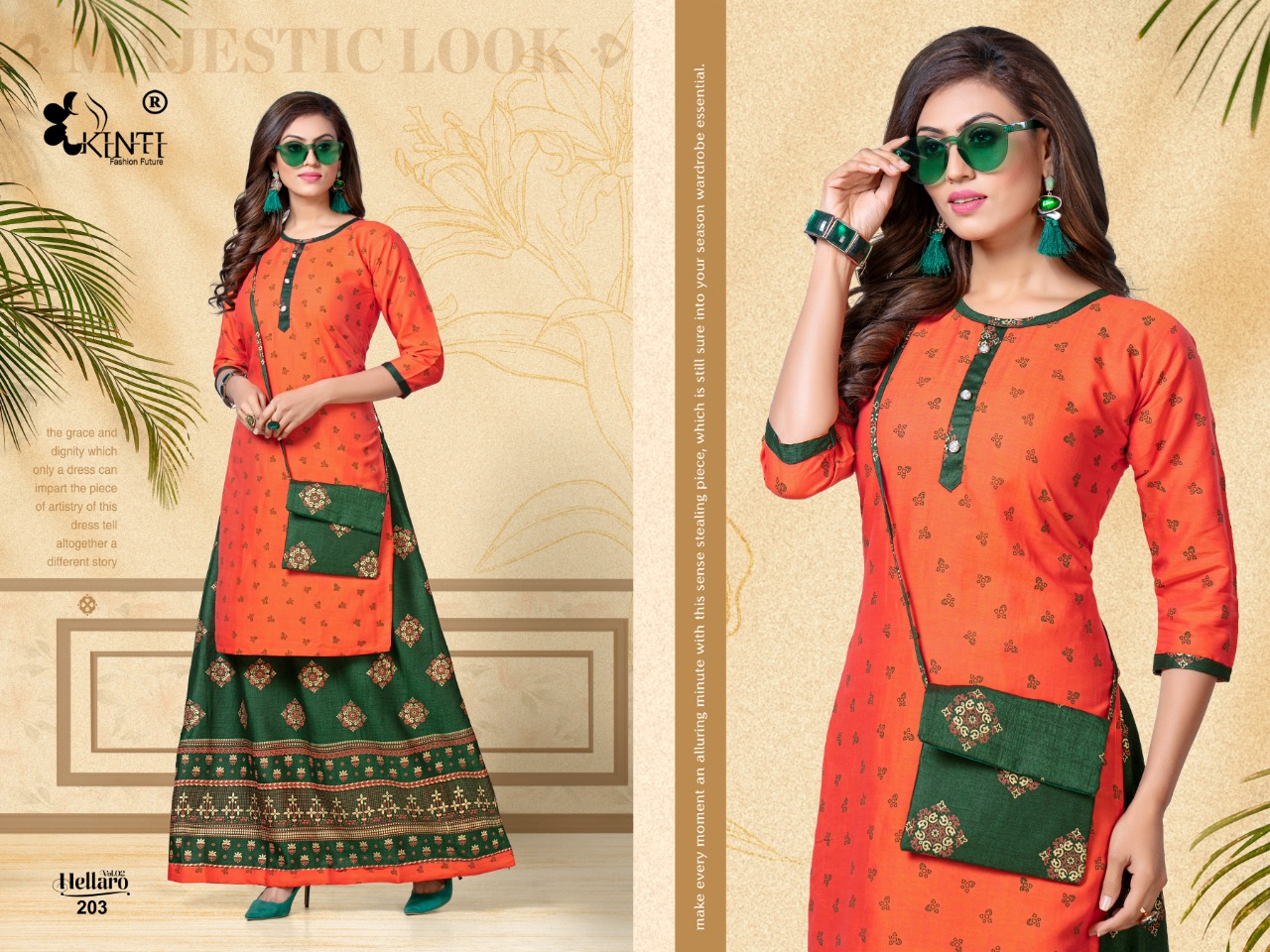 Kinti Presnts Hellaro Vol 2 Designer Kurti With Skirt