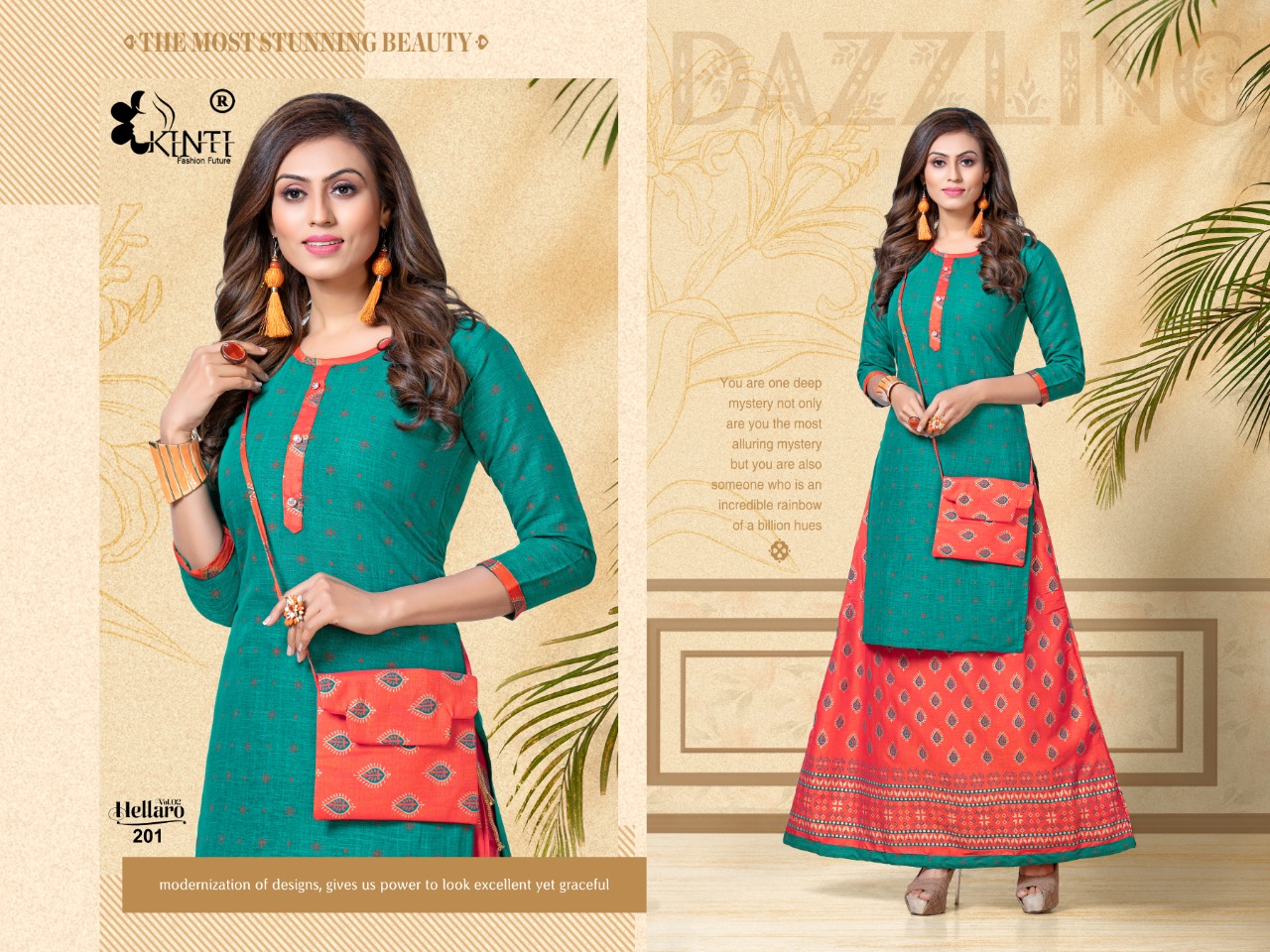 Kinti Presnts Hellaro Vol 2 Designer Kurti With Skirt