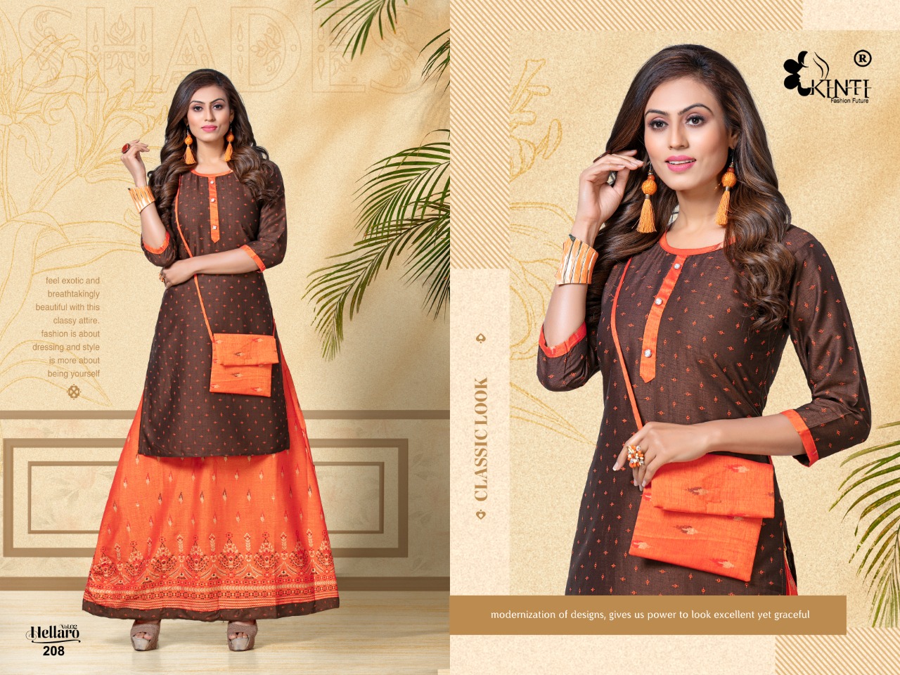 Kinti Presnts Hellaro Vol 2 Designer Kurti With Skirt
