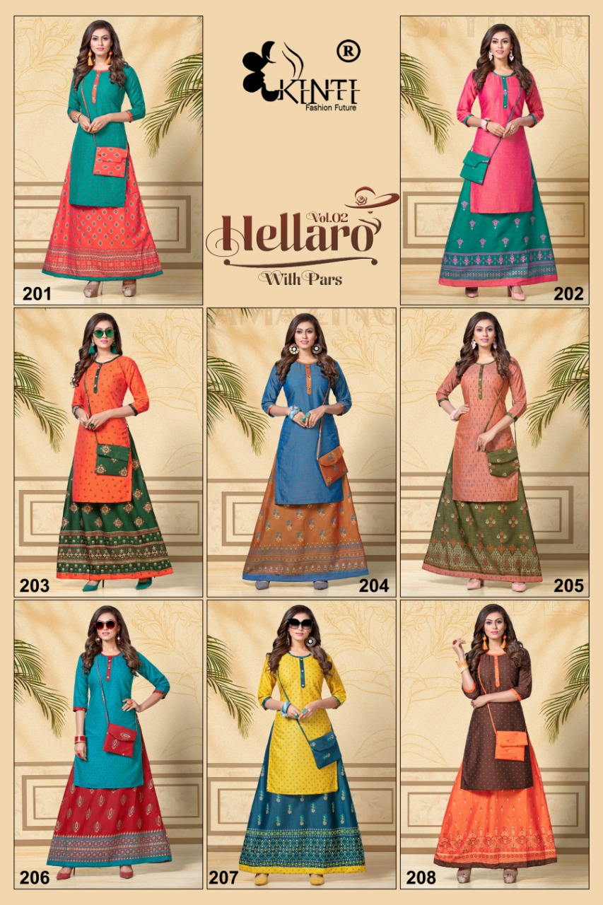 Kinti Presnts Hellaro Vol 2 Designer Kurti With Skirt