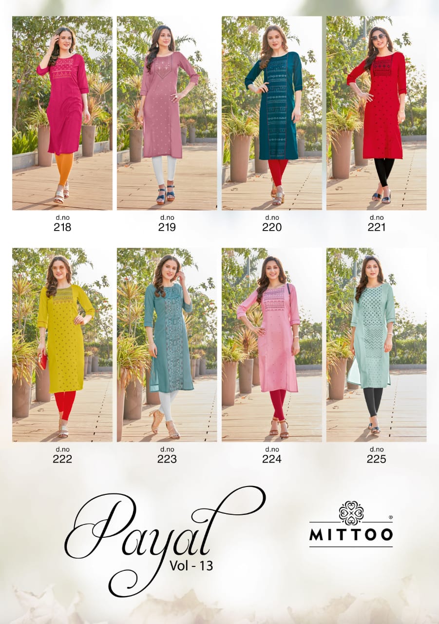 Mittoo Presents  Payal Vol 13 Casual Wear Kurti Collection