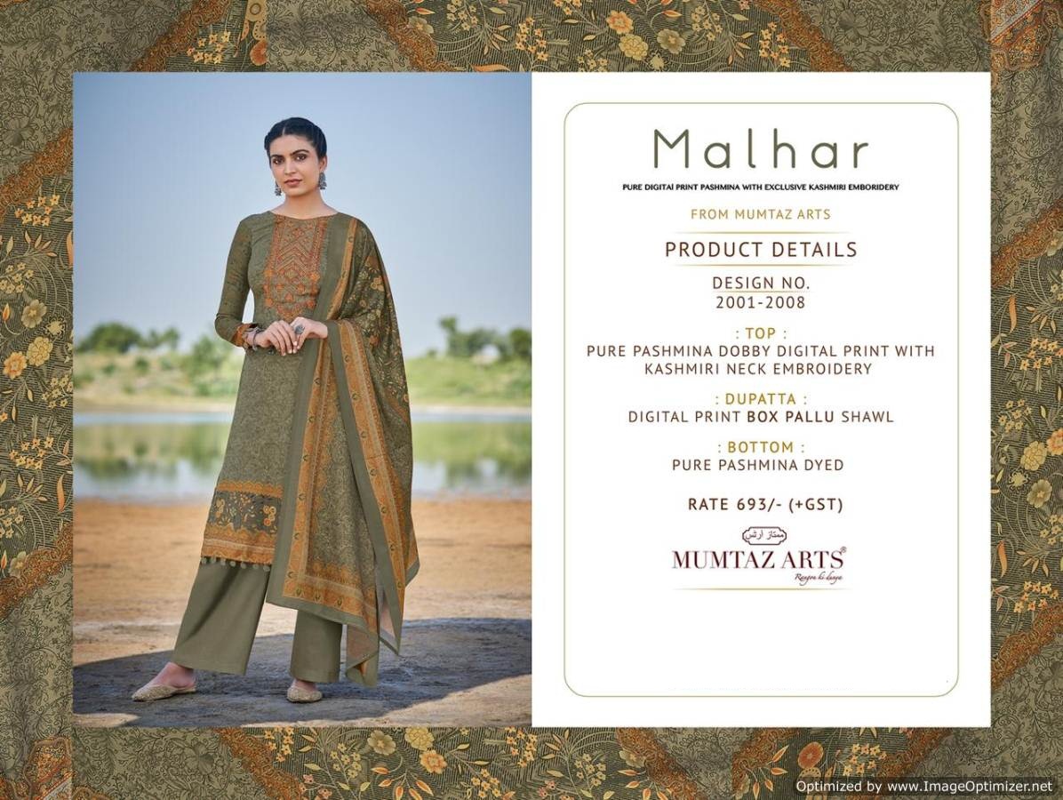 Mumtaz Arts Presents  Malhar  Designer Dress Material