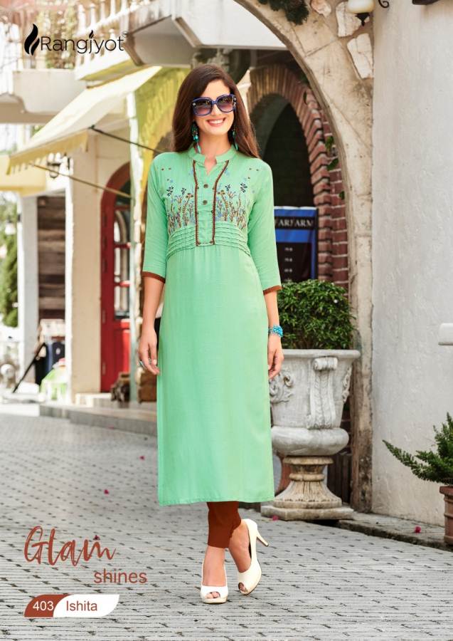 Rangjyot Present Ishita Vol 4 Straight Cut Kurti Collection