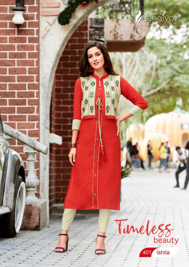 Rangjyot Present Ishita Vol 4 Straight Cut Kurti Collection