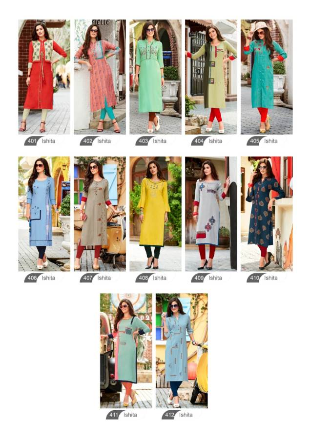 Rangjyot Present Ishita Vol 4 Straight Cut Kurti Collection