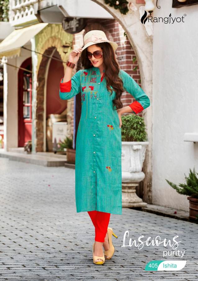 Rangjyot Present Ishita Vol 4 Straight Cut Kurti Collection