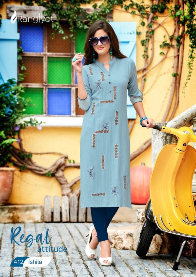 Rangjyot Present Ishita Vol 4 Straight Cut Kurti Collection
