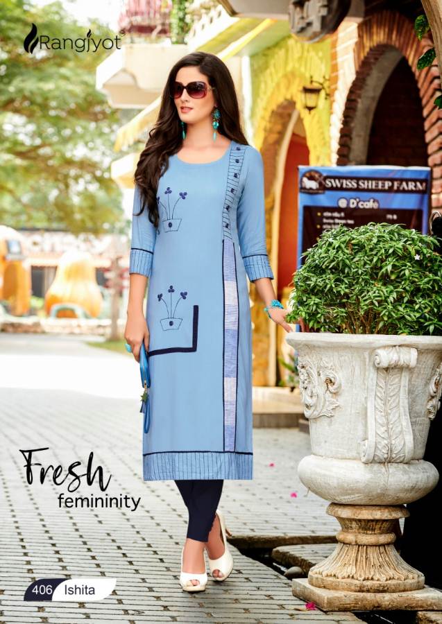 Rangjyot Present Ishita Vol 4 Straight Cut Kurti Collection