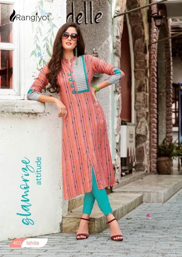 Rangjyot Present Ishita Vol 4 Straight Cut Kurti Collection