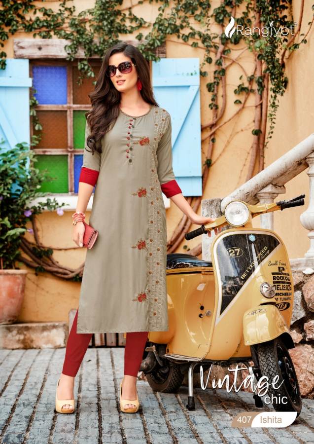 Rangjyot Present Ishita Vol 4 Straight Cut Kurti Collection