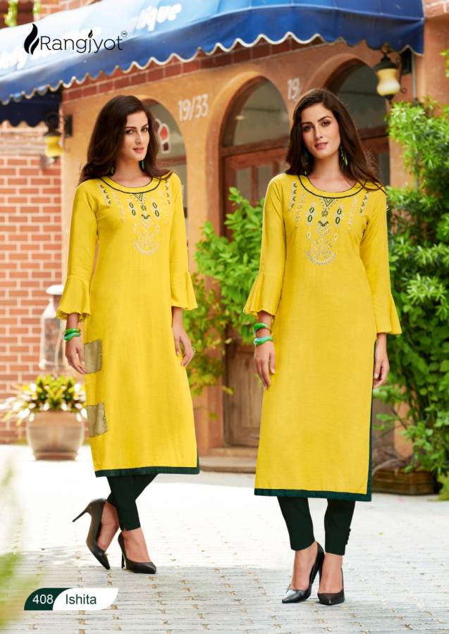 Rangjyot Present Ishita Vol 4 Straight Cut Kurti Collection