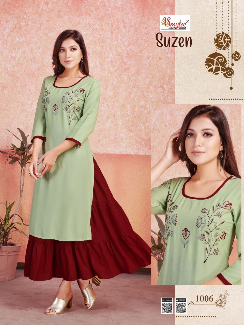 Smylee Presents  Suzen  Two Layer Kurti Collection