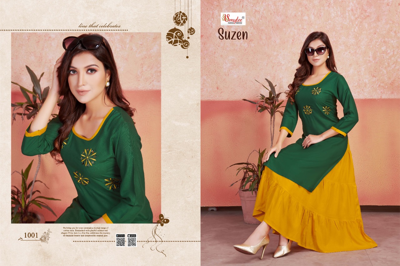 Smylee Presents  Suzen  Two Layer Kurti Collection