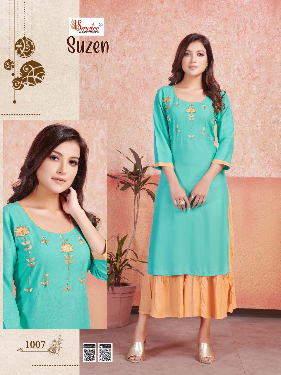Smylee Presents  Suzen  Two Layer Kurti Collection