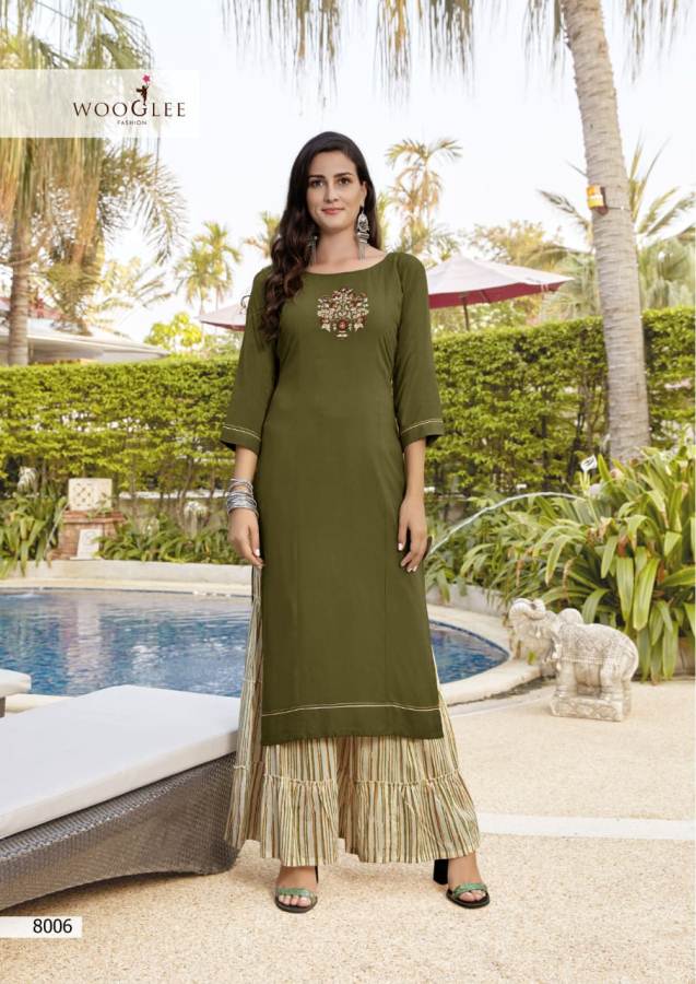 Wooglee Presents  Rose  Designer Kurti With Bottom