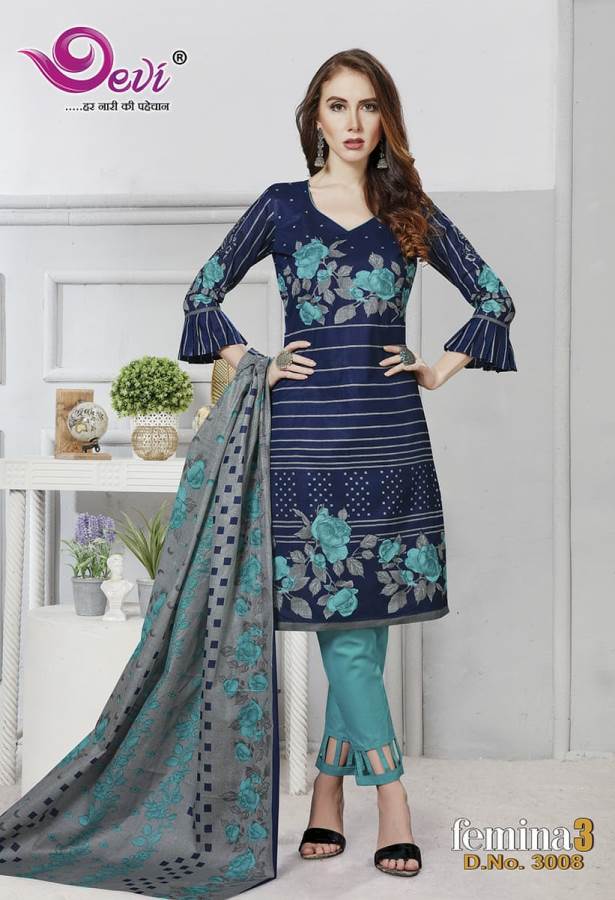 Devi Presents Femina 3 Collection Of Printed Pure Cotton Casual Wear Dress Materials