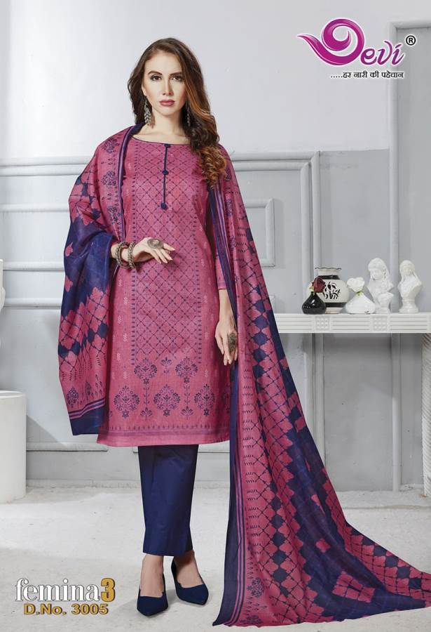 Devi Presents Femina 3 Collection Of Printed Pure Cotton Casual Wear Dress Materials