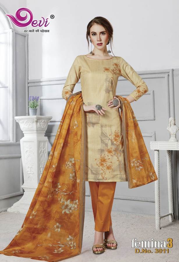 Devi Presents Femina 3 Collection Of Printed Pure Cotton Casual Wear Dress Materials