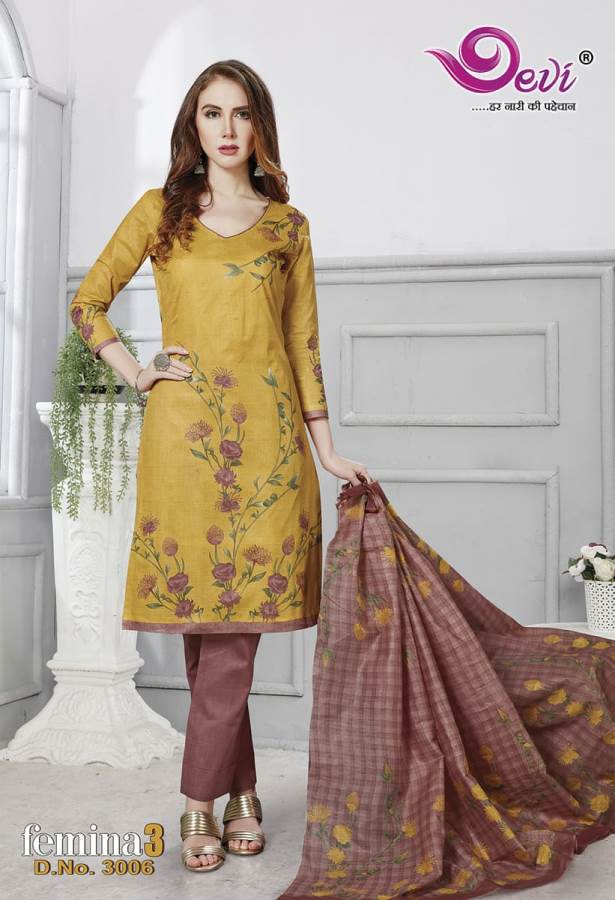 Devi Presents Femina 3 Collection Of Printed Pure Cotton Casual Wear Dress Materials