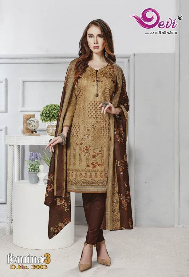 Devi Presents Femina 3 Collection Of Printed Pure Cotton Casual Wear Dress Materials