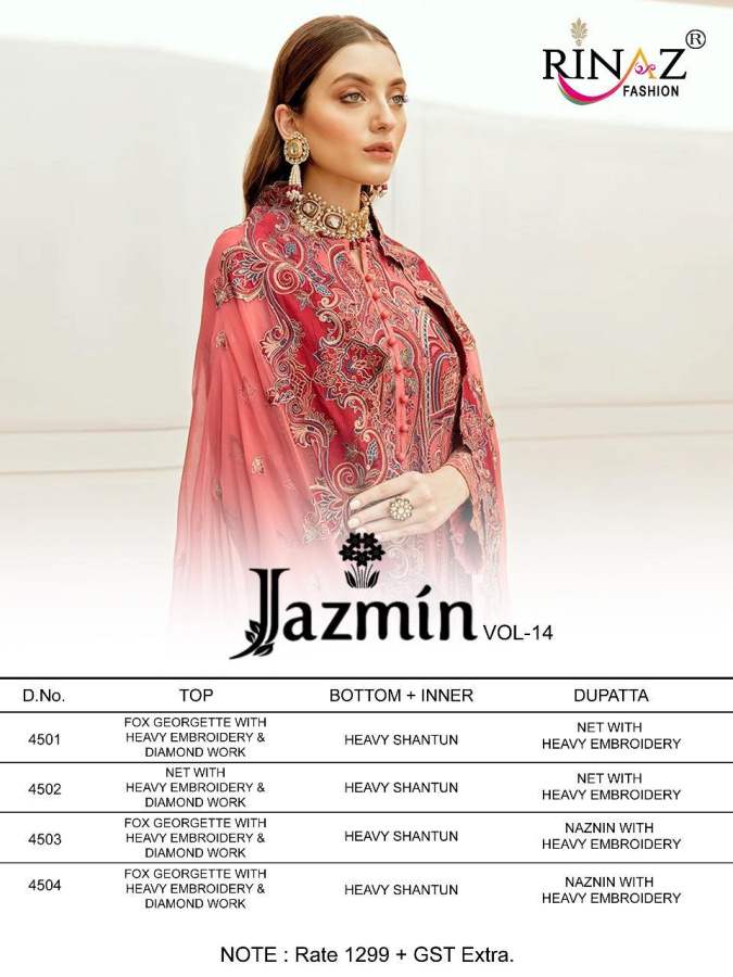 Rinaz Presents  Jazmin Vol 14 Designer Pakistani Salwar Suits
