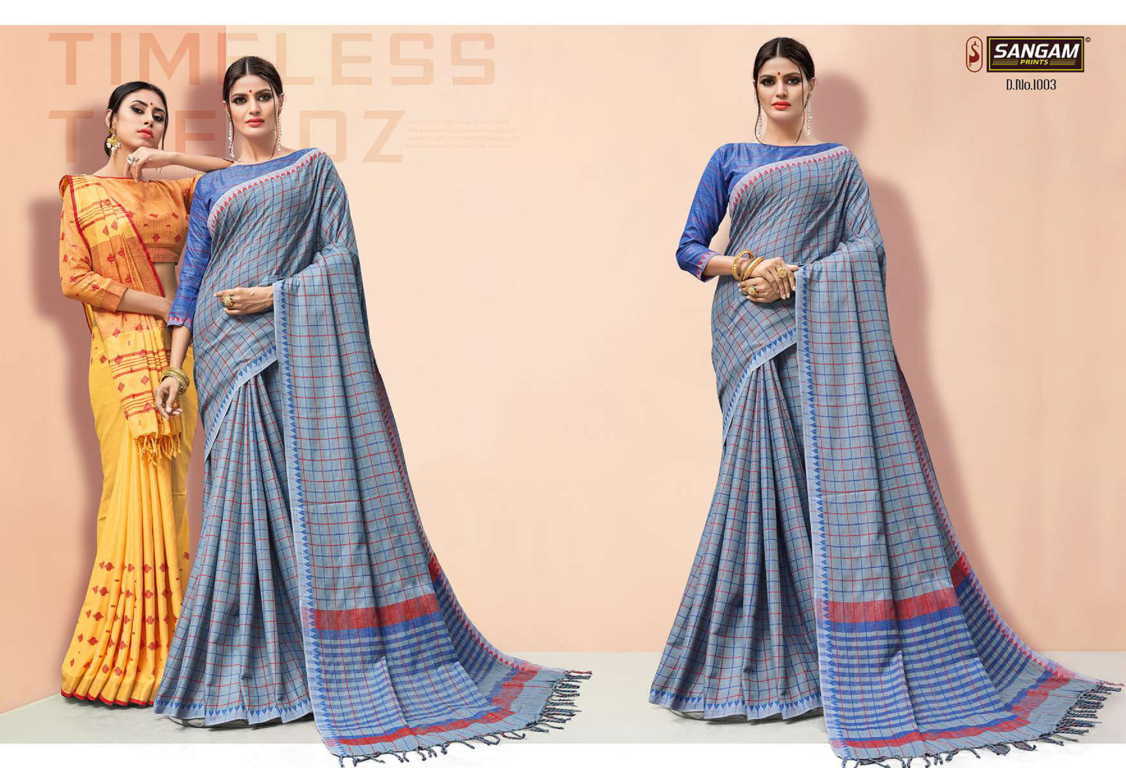 Sangam Presents  Linen Handloom Designer  Saree Collection