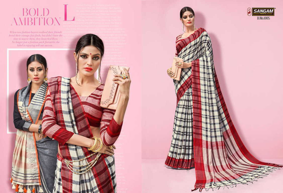 Sangam Presents  Linen Handloom Designer  Saree Collection