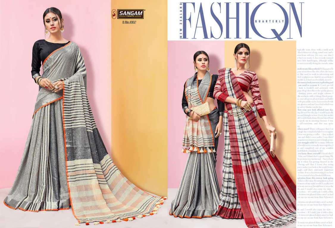 Sangam Presents  Linen Handloom Designer  Saree Collection