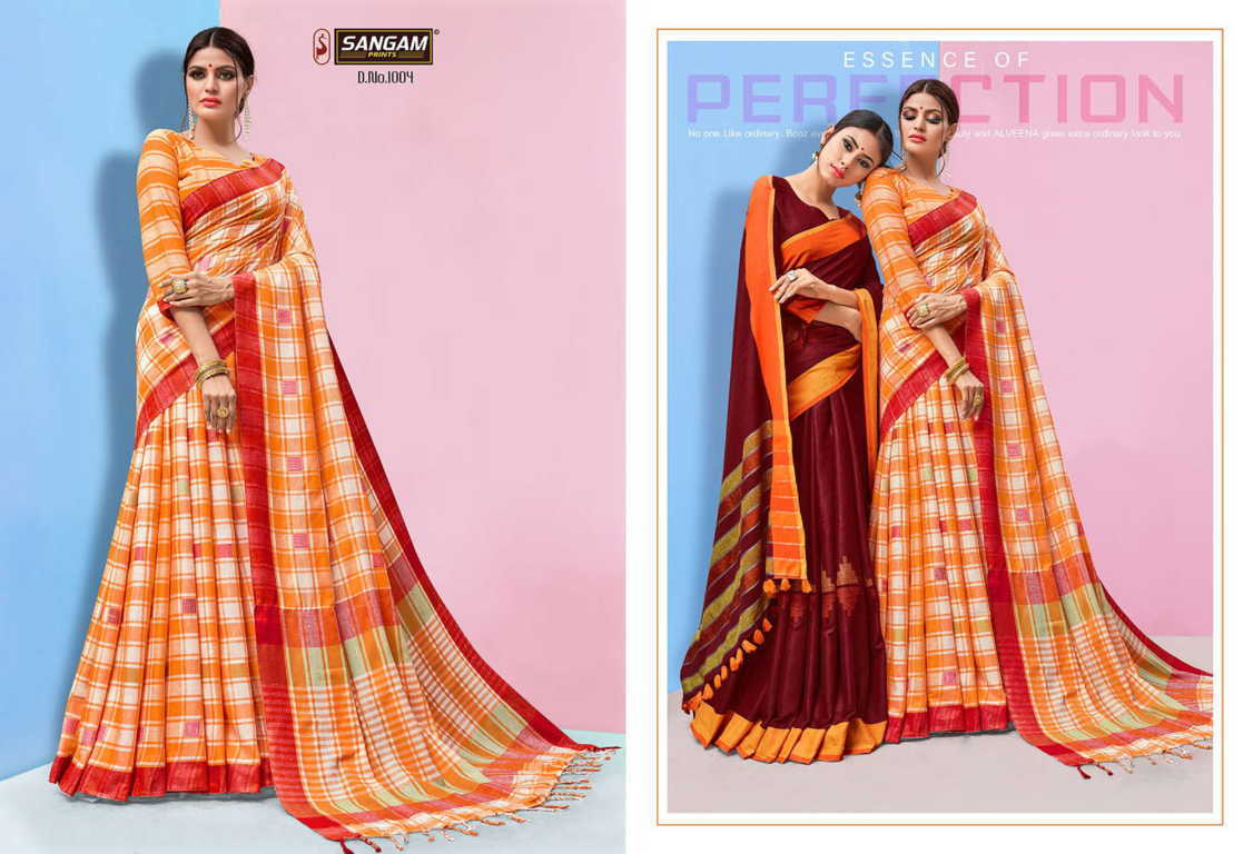 Sangam Presents  Linen Handloom Designer  Saree Collection