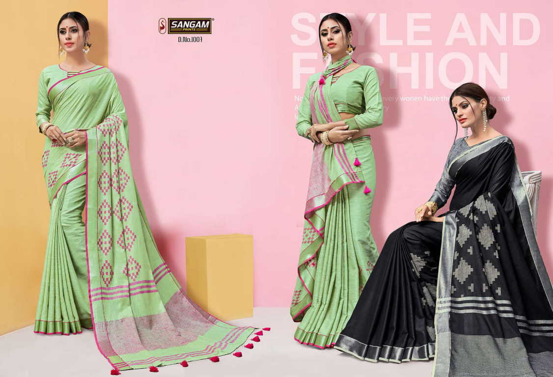 Sangam Presents  Linen Handloom Designer  Saree Collection