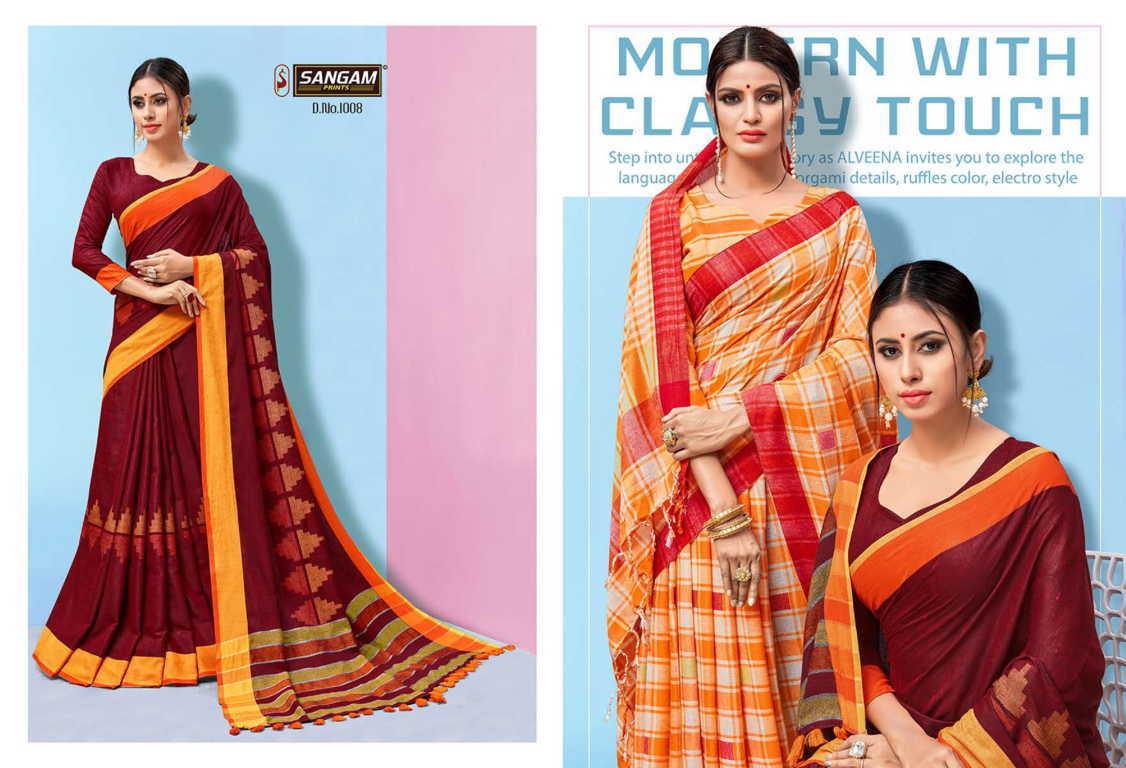 Sangam Presents  Linen Handloom Designer  Saree Collection