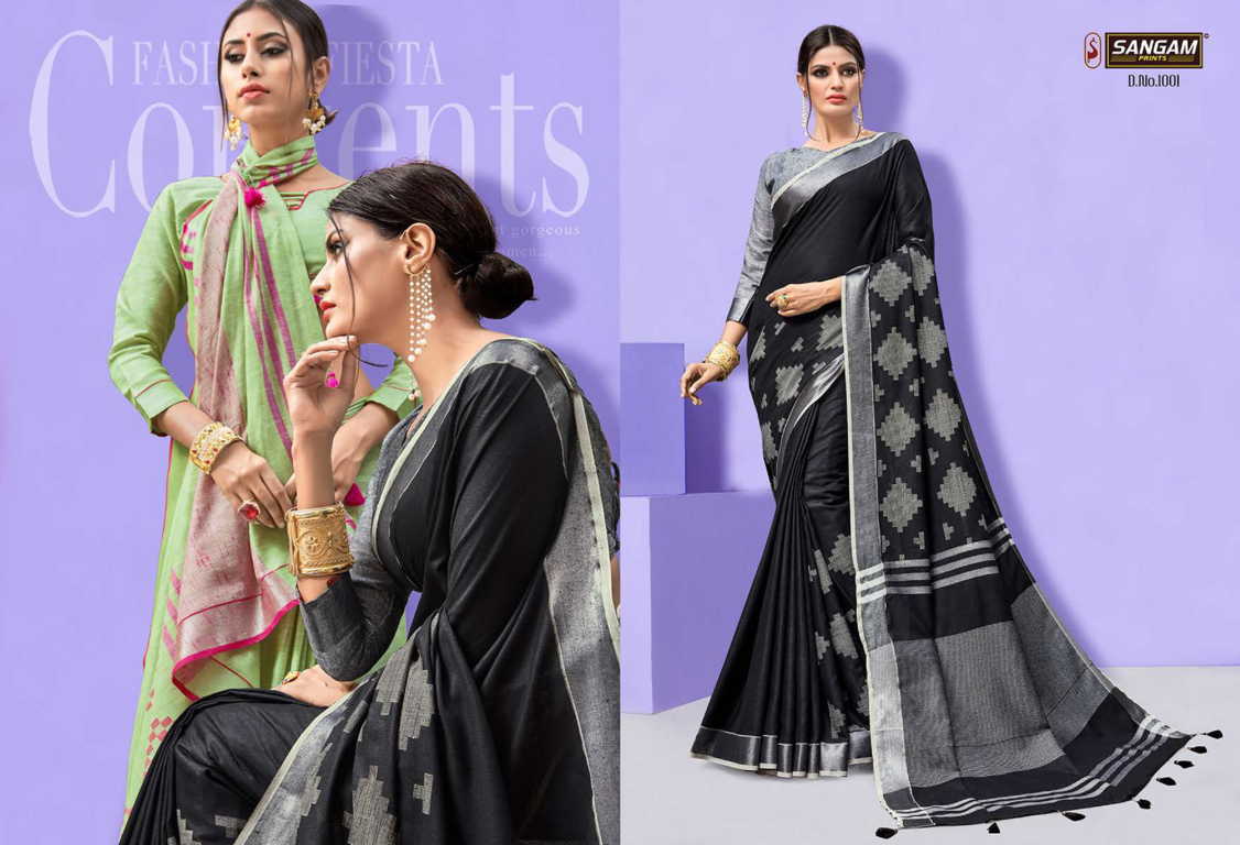 Sangam Presents  Linen Handloom Designer  Saree Collection