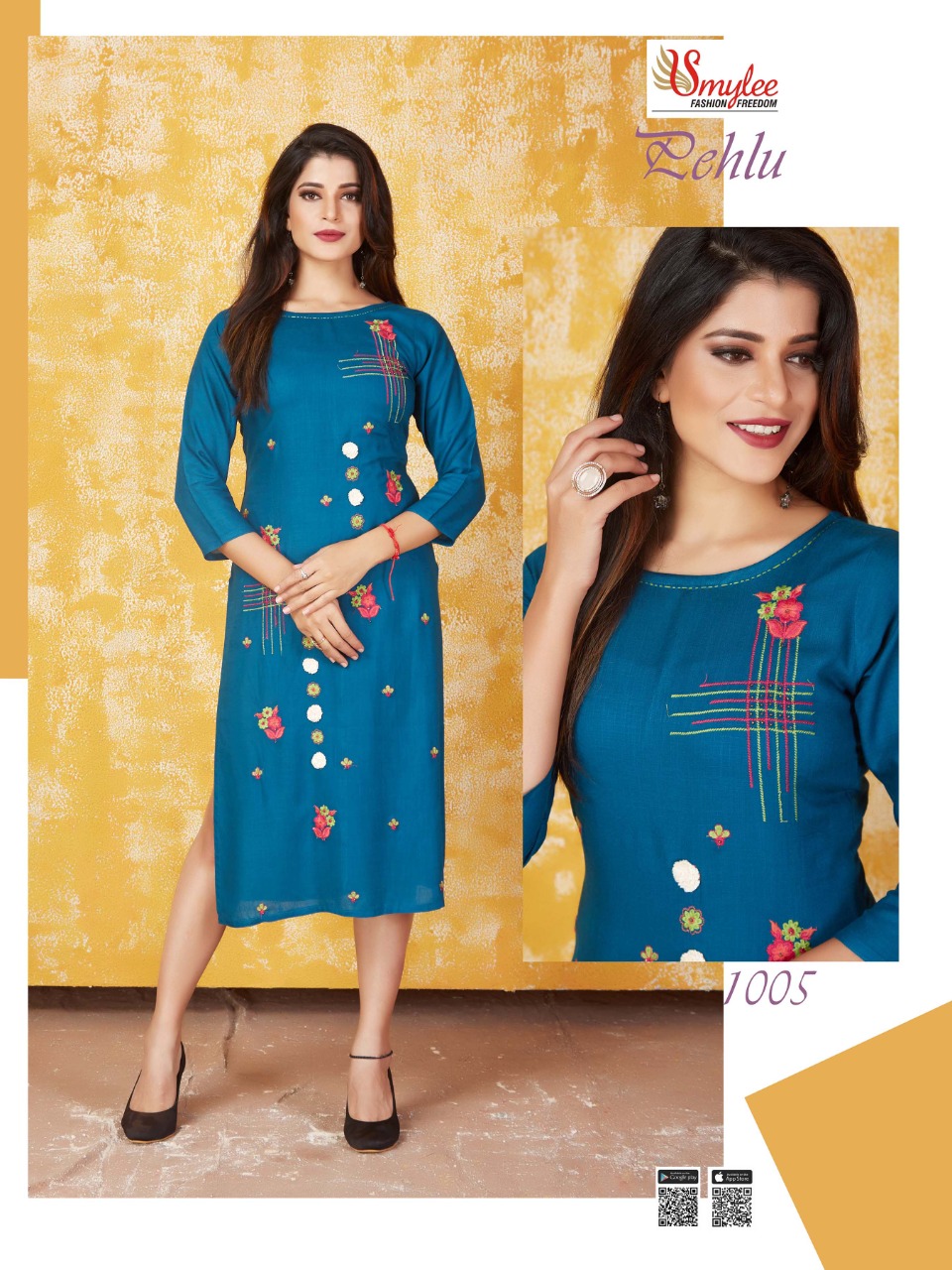 Smylee Presents  Pehlu  Straight Cut Kurti Collection