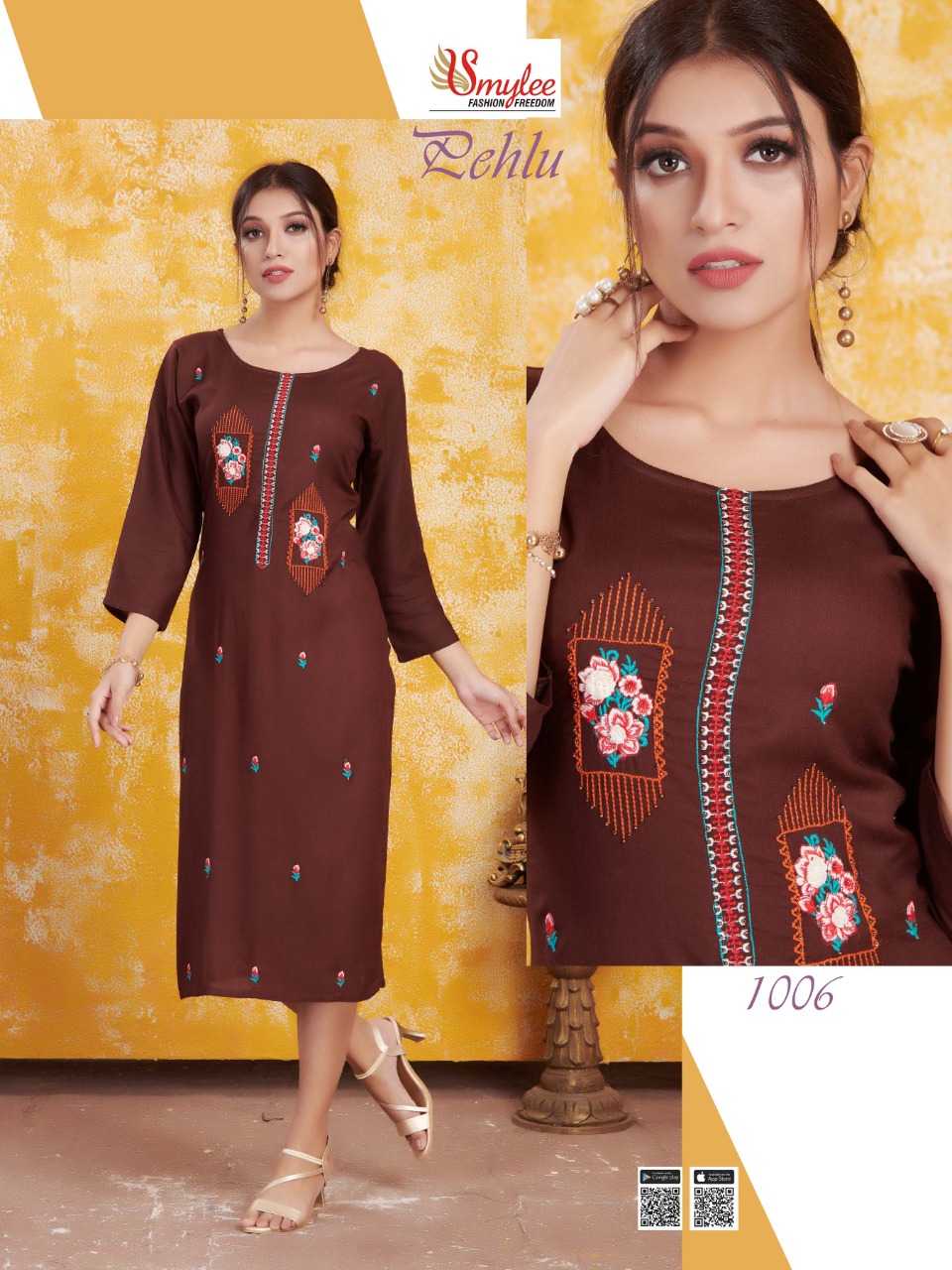 Smylee Presents  Pehlu  Straight Cut Kurti Collection
