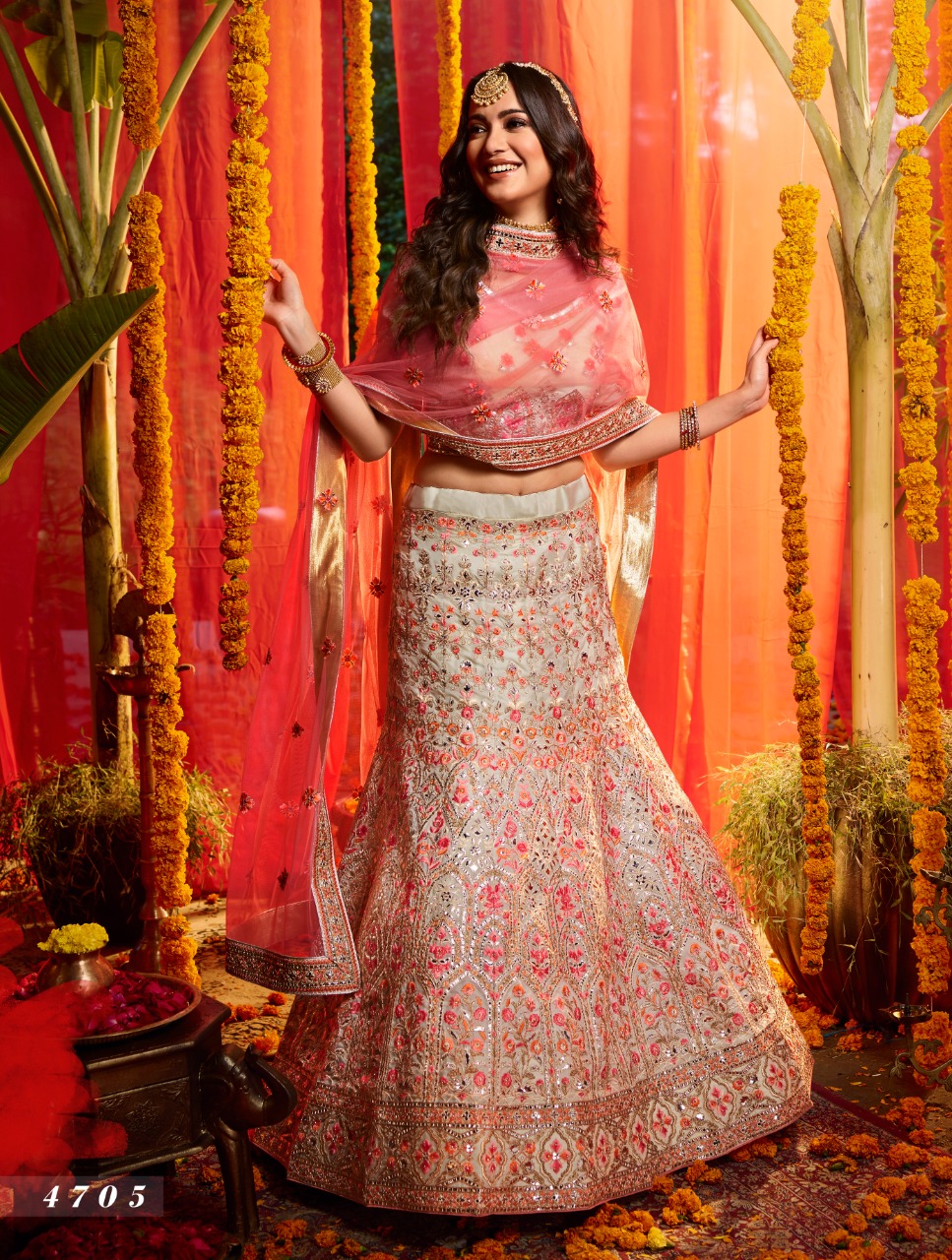 White Semi Stitched Designer Lehenga Choli