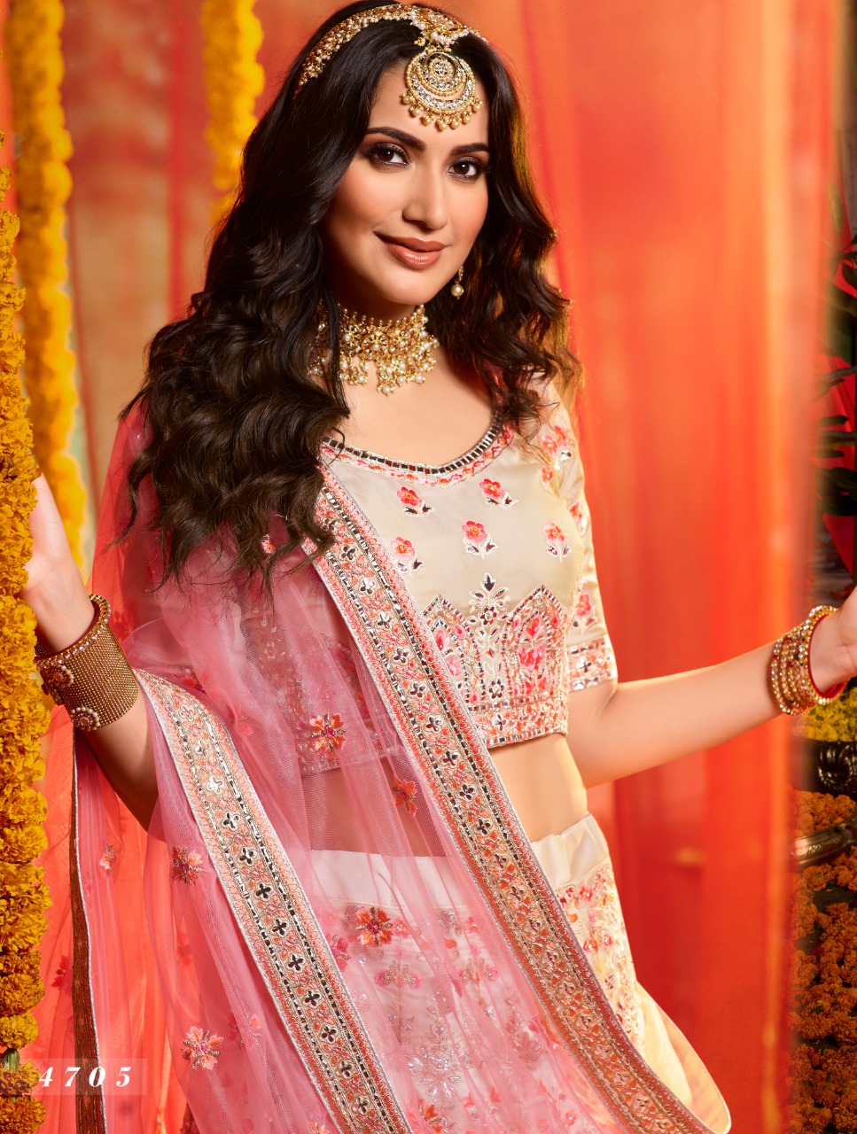 White Semi Stitched Designer Lehenga Choli