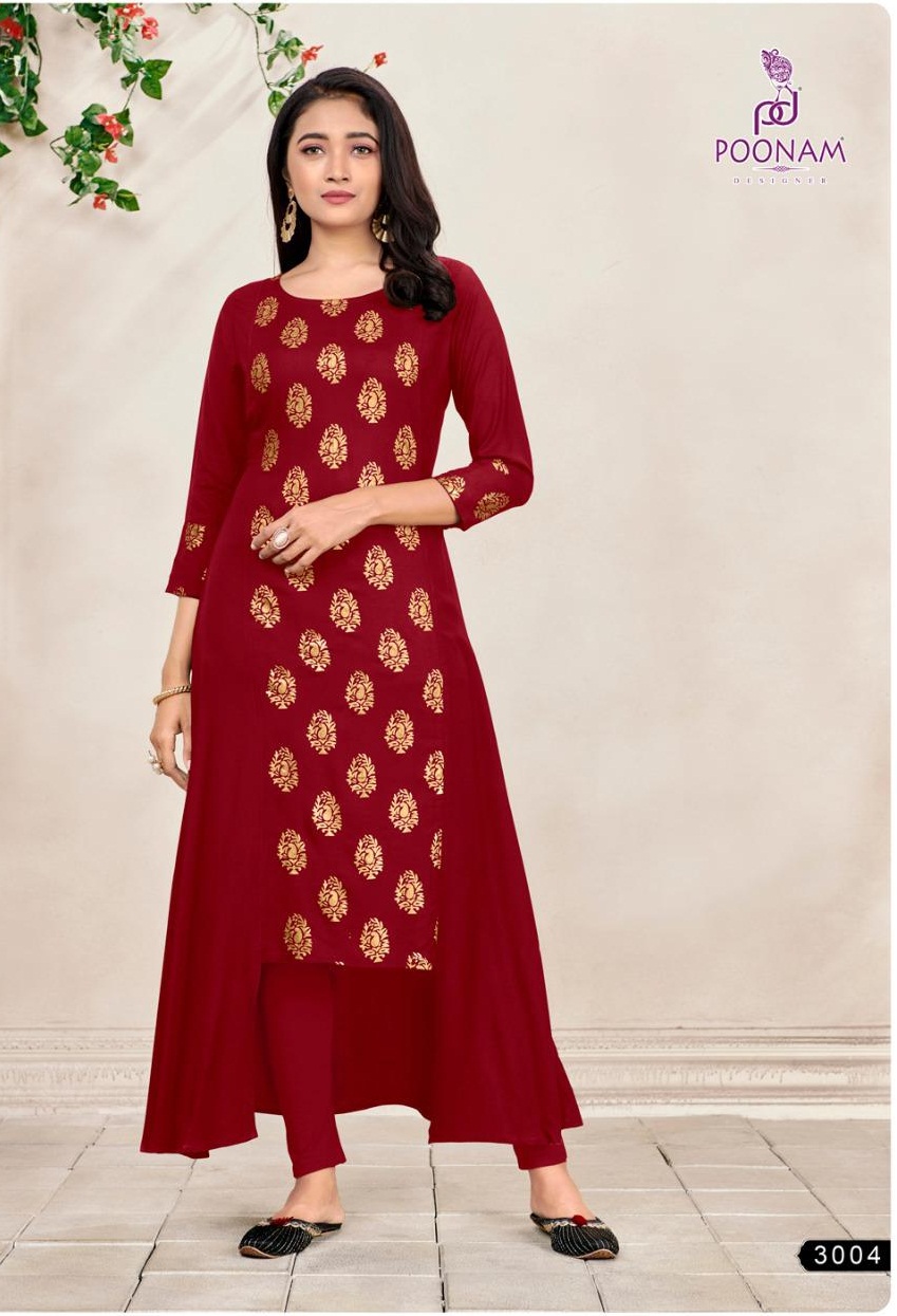 Poonam Presents Hirva Designer  Kurti Collection