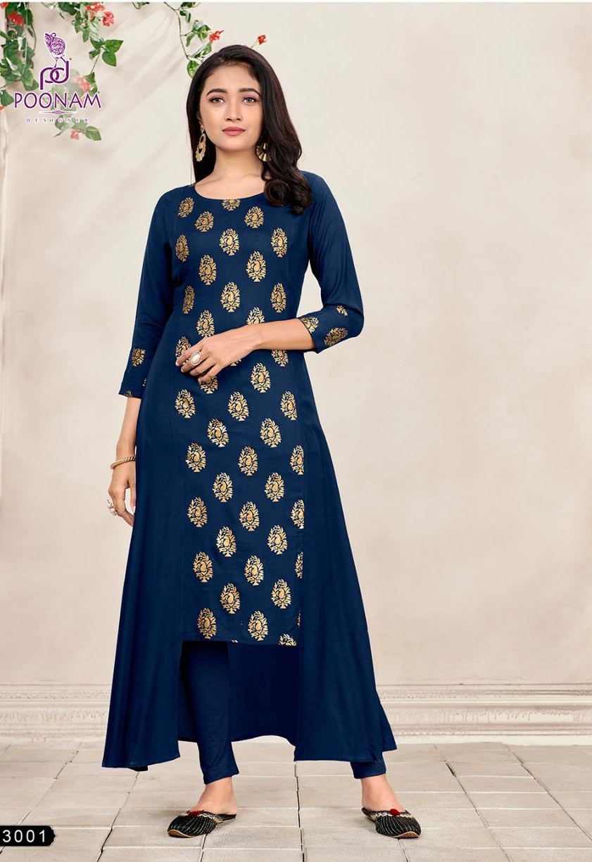 Poonam Presents Hirva Designer  Kurti Collection