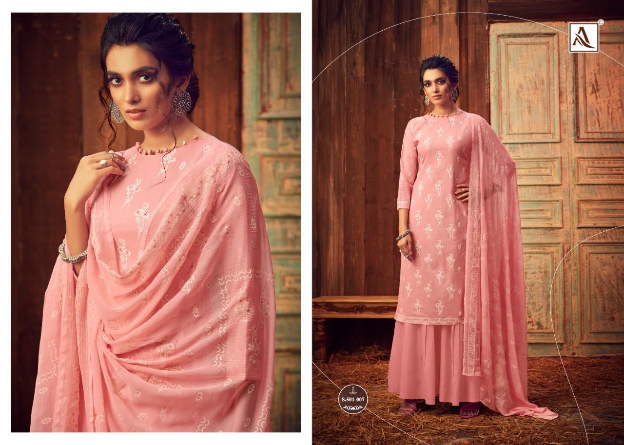 Alok   Presents  Bloom Gold  Designer Dress Material